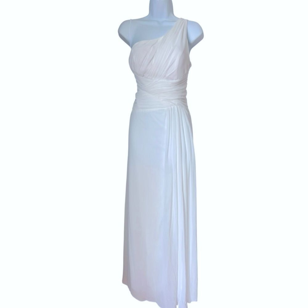 Ever-Pretty White One Shoulder Maxi Gown Bridal Sorority Rush Preference Dress 8